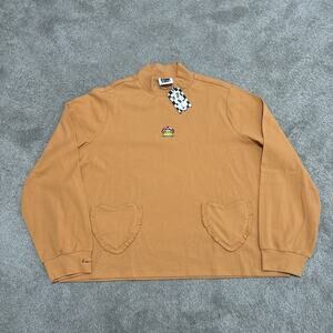 Kina and Tam Women's The Toadstool Top Ribbed Mock Neck Pocket Orange 4XL